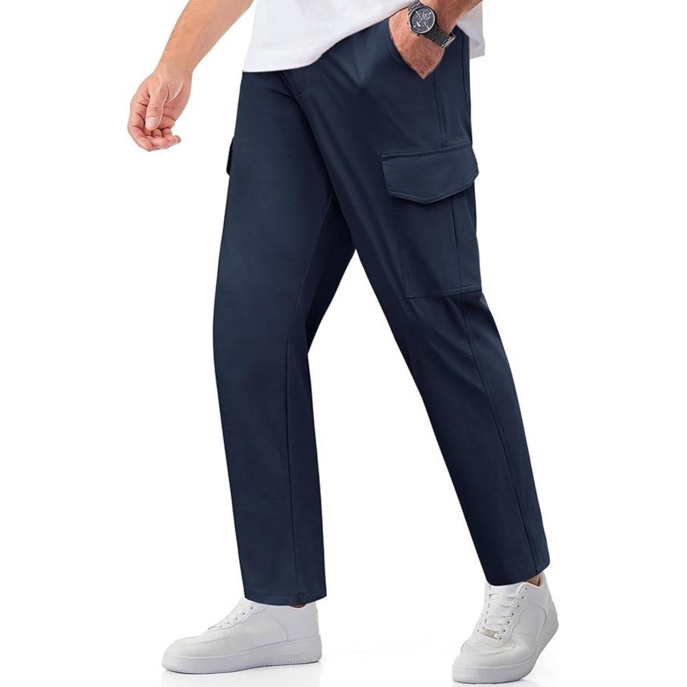 Mens Navy Blue Performance‎ Stretch Cargo Pants Hiking Golf Outdoor Straight Leg